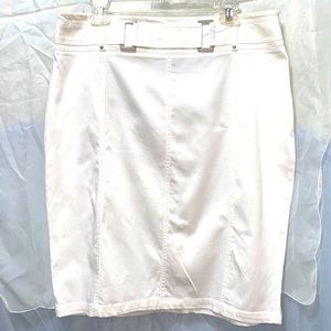 ATELIER WHITE COTTON BUCKLE SKIRT W/SIDE ZIP SZ 14